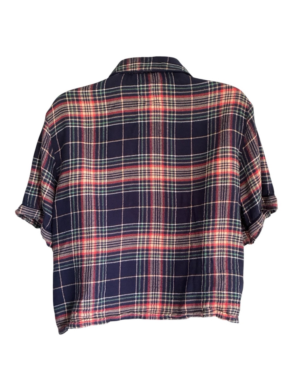 aerie Slouchy Navy Plaid Cozy Girl Indie Sleaze Grunge Boxy Soft PJ Flannel Sz M - Picture 2 of 9
